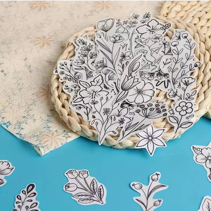 50pcs/2sheet Water-soluble Embroidery Stabilizers, Pasted And Sewn With  Embroidery Paper, With Pre Printed Flower And Leaf Pattern Transfer,  Suitable